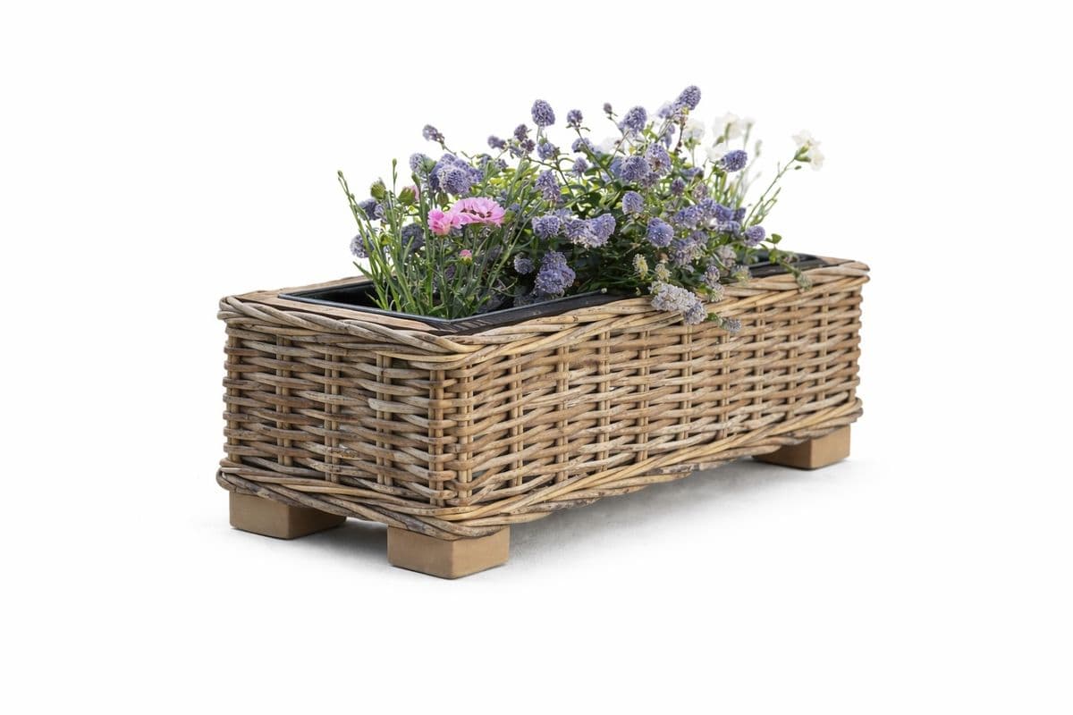 Kvetináč z ratanu  na drevených nohách s plastovou vložkou 68x29xH24cm47244 47244 - obrázok 1