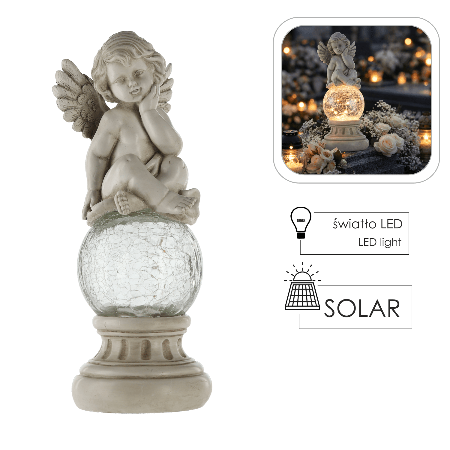 Anjel na guli LED 14x14x37cm 49633 49633 - obrázok 1