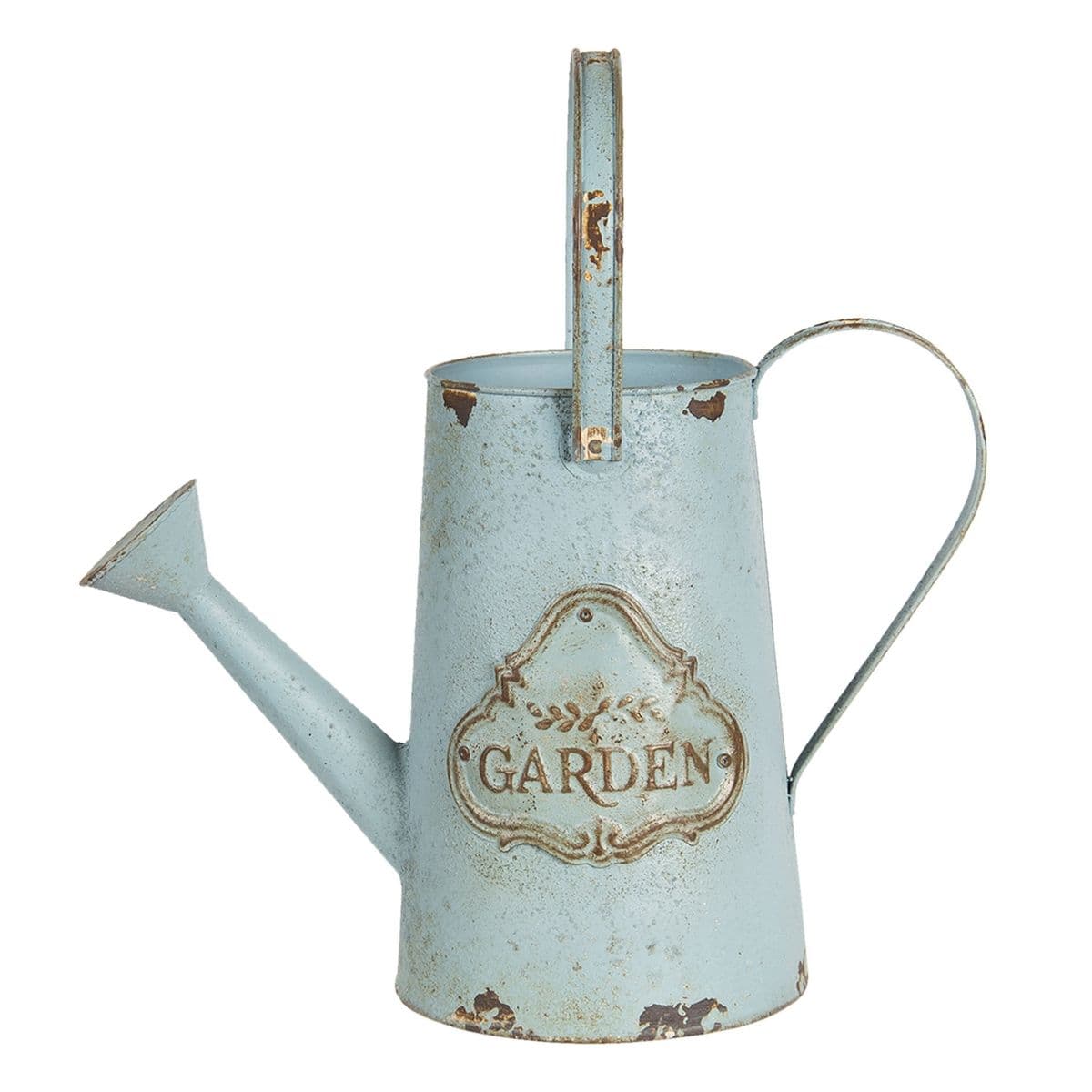 Modrá kovová krhla s obItým efektom s nápisom Garden 17x17x25 cm Clayre-Eef 33224 - obrázok 1