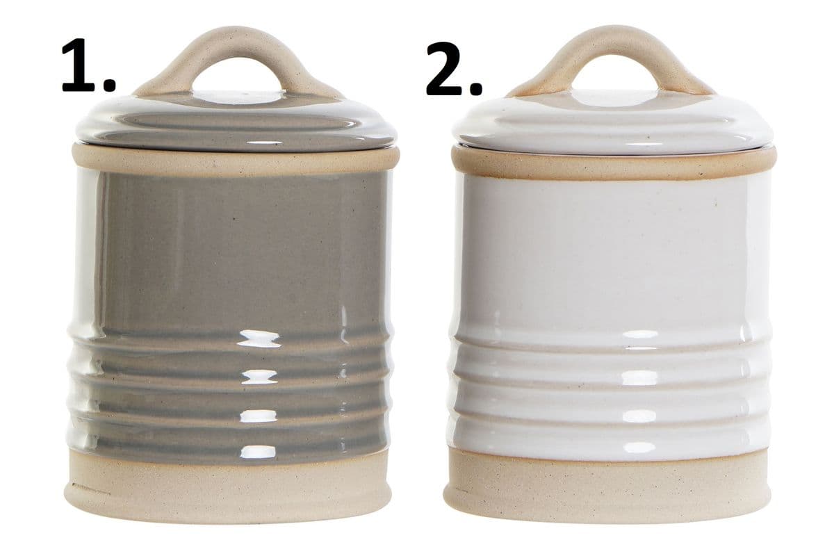 Keramická dóza s poklopom v dvoch farebných prevedeniach s úchopom 8 x 8 x 12 cm 44084 - obrázok 1