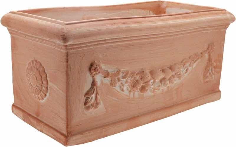 Terakotový truhlík s toskánskym dekorom girlandy 40cm 30848 - obrázok 1