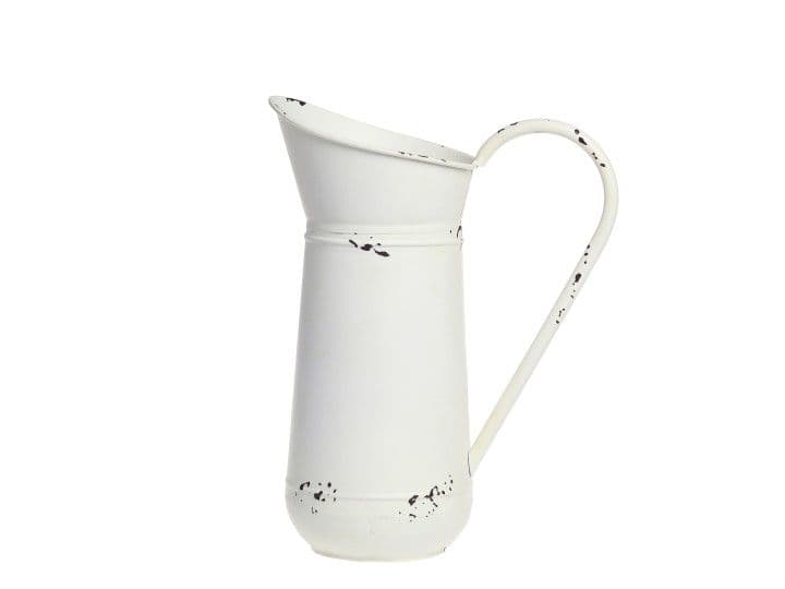 Biely smaltovaný džbán vo vintage štýle Chic Antique 44284 30,5 x 23 x 13,5 cm - obrázok 1