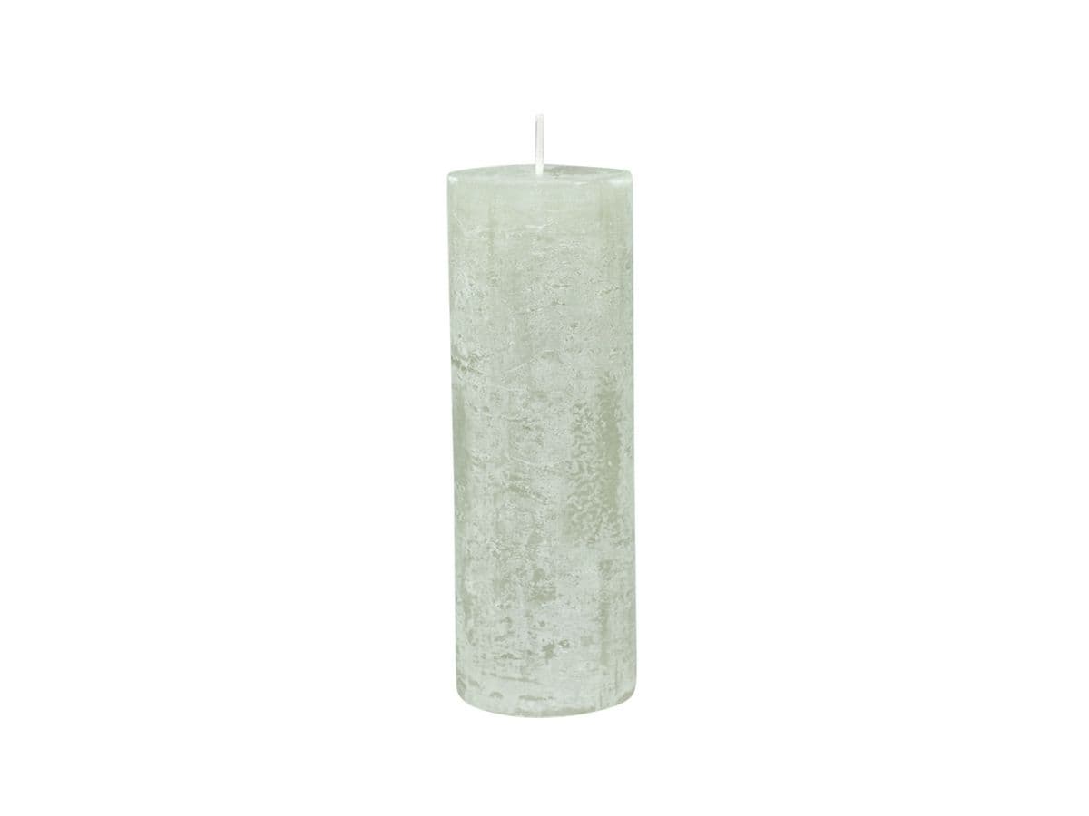 Rustikálna stĺpová sviečka v zelenkavej farbe 20x7 cm Chic Antique 33771 - obrázok 1