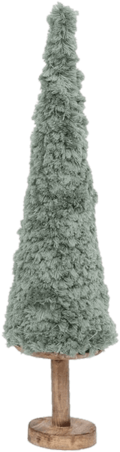 Drevená dekorácia vianočného stromčeka potiahnutého so zelenou huňatou textíliou 11 x 2 x 55 cm 42170 - obrázok 1