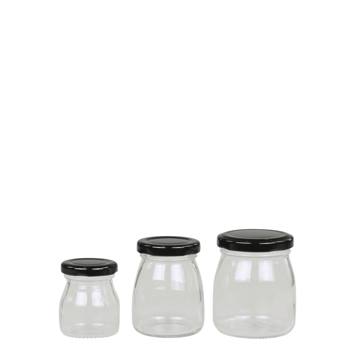 Sklenená transparentná dóza - zaváraninová fľaša s kovovým vrchnákom v čiernom farebnom prevedení 4,5 x 6 cm / 55 ml Chic Antique 44588 - obrázok 1