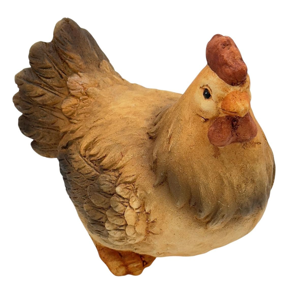 Keramická dekorácia sliepočky v oranžovo-hnedom farebnom prevedení s červeným chocholom 24,5 x 16 x 24 cm 42704 - obrázok 1