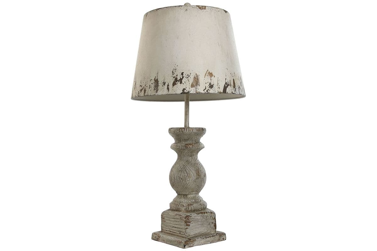 Dreveno-kovová stolná lampa s kovovým krémovým tienidlom a dreveným podstavcom 40 x 40 x 83 cm 44108 - obrázok 1