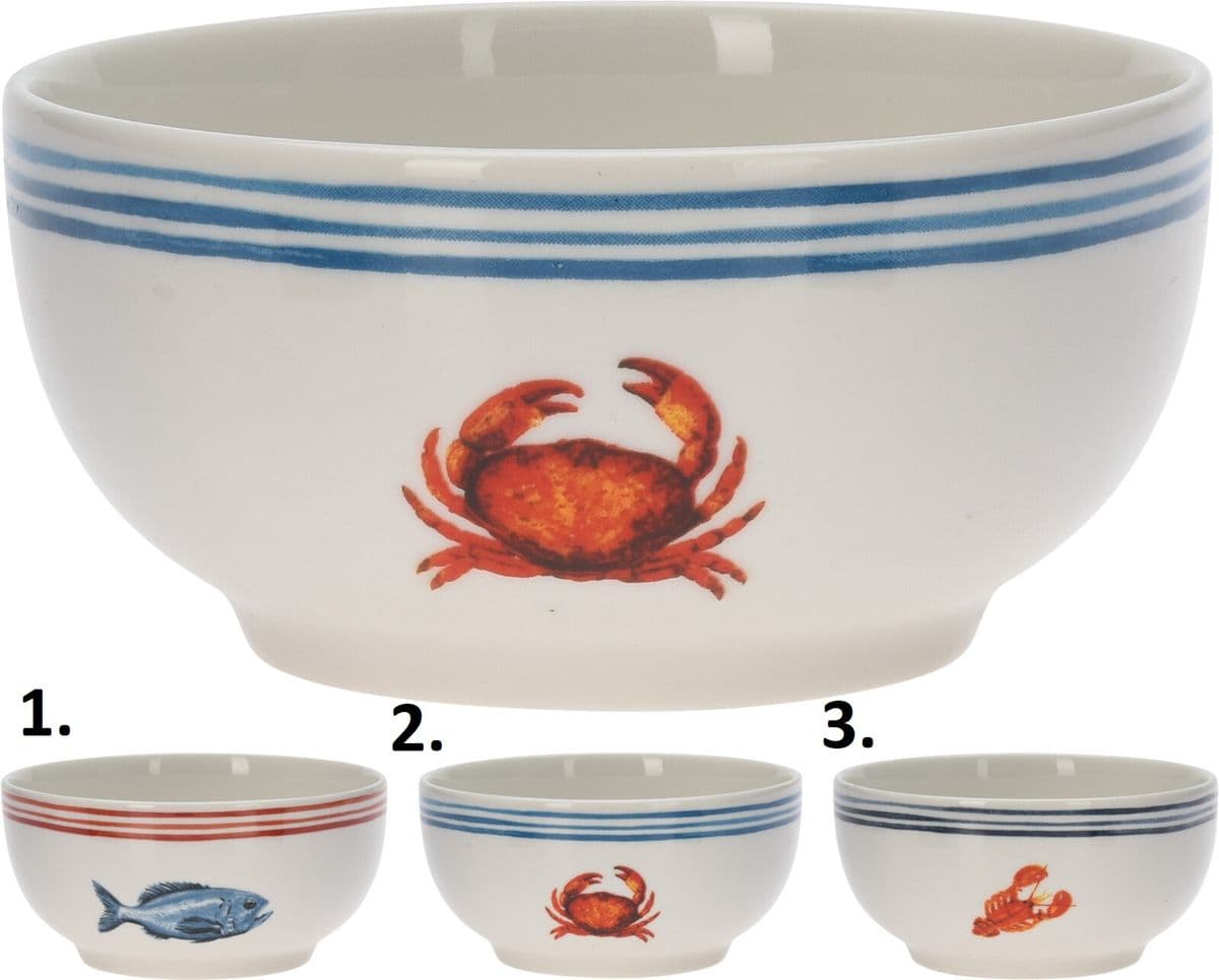 Biela porcelánová miska s morským motívom v troch rôznych variantoch 10 cm 35772 - obrázok 1
