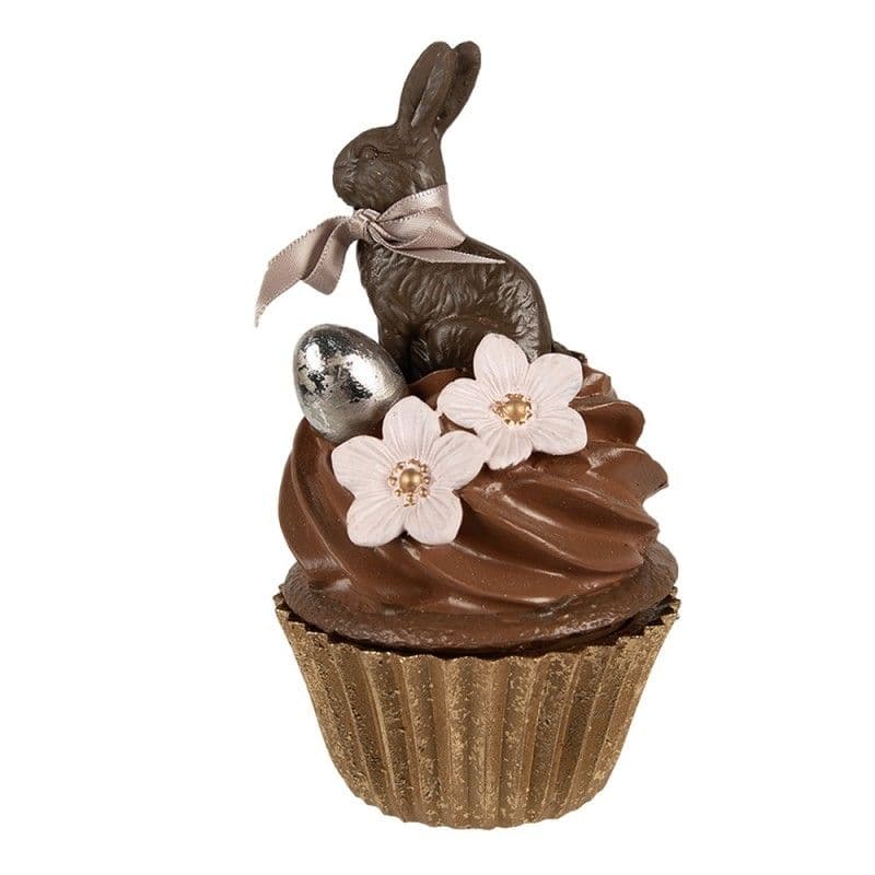 Clayre & Eef Muffin čokoláda polyresin so zajačikom 9x16 cm 46078 - obrázok 1