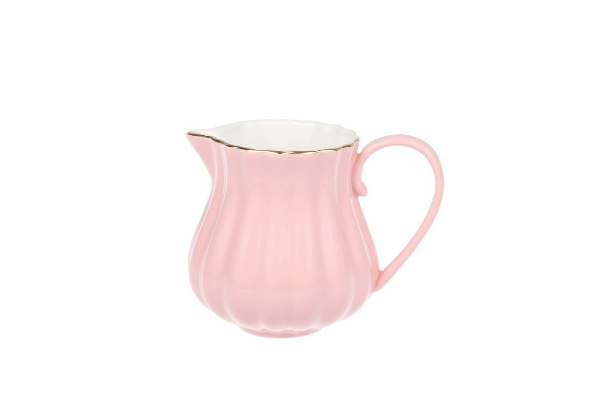Porcelánový ružový džbánik ROYAL ROSE na mlieko v retro štýle so zlatým lemovaním a s rúčkou na ľahšie uchopenie 200 ml Isabelle Rose 44303 - obrázok 1