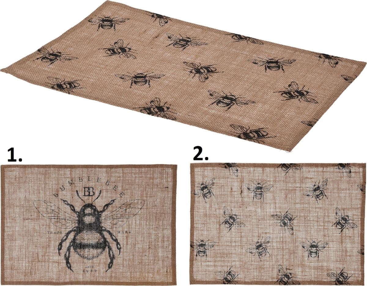 Ľanové prestieranie s motívom včely v dvoch prevedeniach 45 x 28 cm 35088 - obrázok 1
