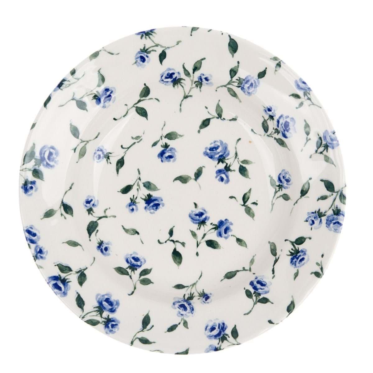 Biely keramický hlboký tanier s kvetovaným modro-zeleným dekorom o priemere 23 cm Blanc Maricló 39389 - obrázok 1