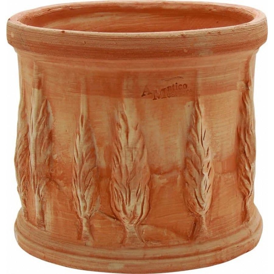 Terakotový okrúhly kvetináč s motívom talianskych cyprusov 25 cm 19573 - obrázok 1