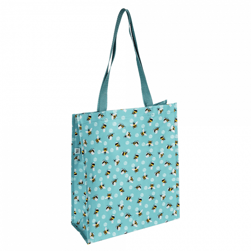 Nákupná taška z recyklovaného materiálu v modrom farebnom prevedení s dekorom čmeliaka 34 x 15 x 40 cm Rex London 44347 - obrázok 1