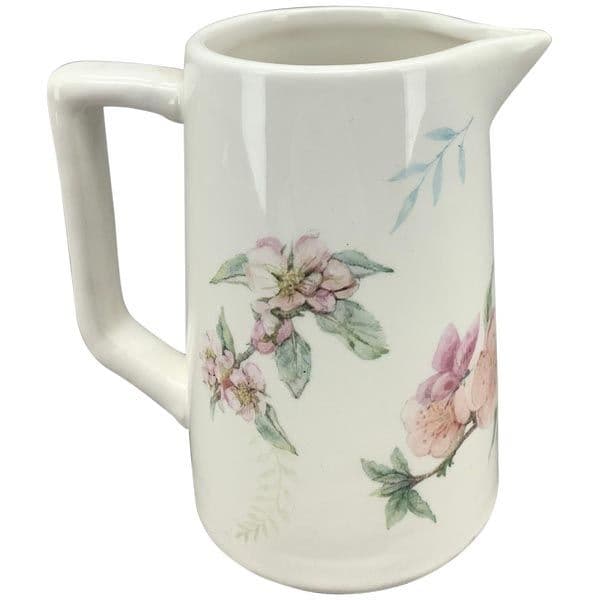Keramická dekorácia džbánu v bielom farebnom prevedení s dekorom kvietkov 14,5 x 11,5 x 13 cm 43918 - obrázok 1