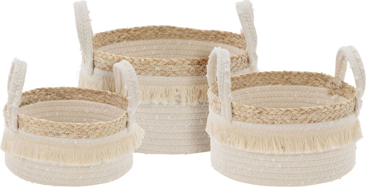 Bavlnený košík malý prúžkovaný so strapcami a s uškami na ľahšie uchopenie 10 x 20 cm 36444 - obrázok 1