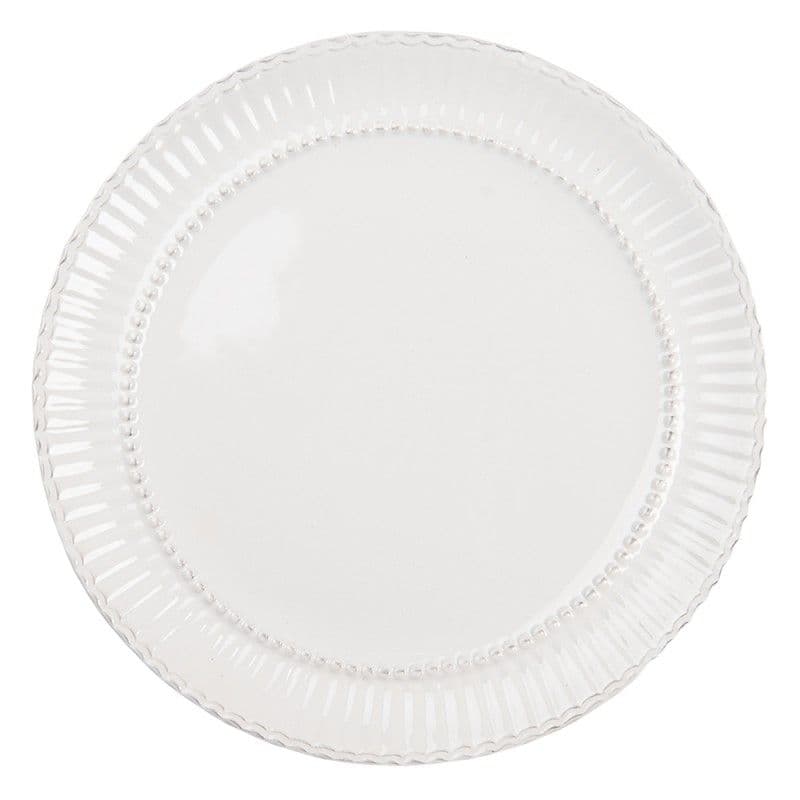 Biely keramický plytký tanier so strieborným dekorovaním o priemere 27 cm Clayre & Eef 36084 - obrázok 1