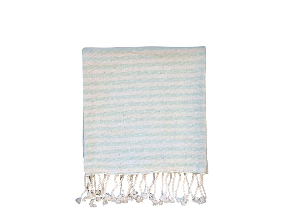 Bavlnený uterák Hammam v prúžkovanom zeleno-bielom prevedení so strapcami 90 x 45 cm Chic Antique 42034 - obrázok 1