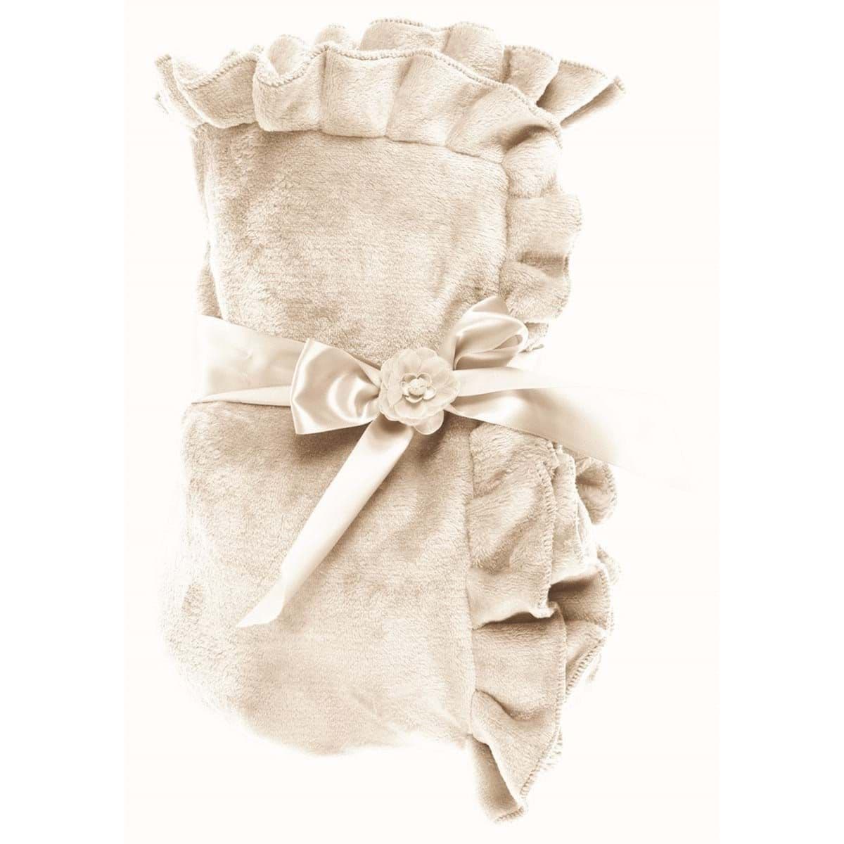 Blanc Maricló deka s volánovým lemom v schaby chic huňatá hnedá 140 x 170 cm 39377 - obrázok 1