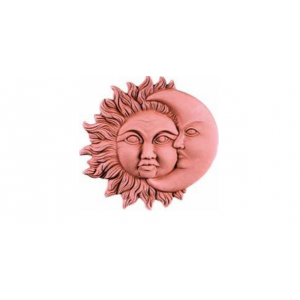 Terakotová dekorácia na stenu slnko s mesiacom ako zatmenie 25 cm 19548