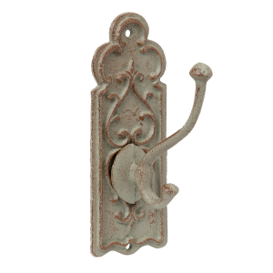 Zelevný kovový vešiak s obitým vzhľadom a s dekorom v rustikálnom štýle Clayre & Eef 24473