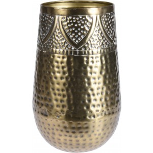 Vysoká kovová váza s potlačeným vzorovaním v zlatom farebnom prevedení výška 30 cm 31030