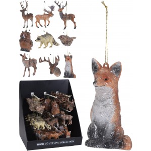 Závesná vianočná dekorácia lesné trblietavé zvieratká 9 druhov na výber 12cm 31690