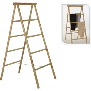 Bambusový rebrík dvojka na uteráky so štyrmi priečkami 140 x 57 cm 43106