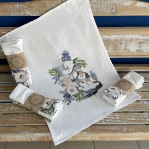 Bavlnená digitálna utierka v bielom farebnom prevedení s vianočným motívom snehuliaka 50 x 70 cm 33863