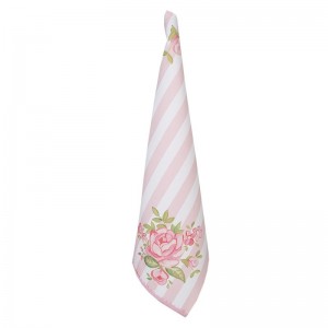 Bavlnená utierka v bielo-ružovom farebnom prevedení s dekorom ruží 50 x 70 cm Clayre & Eef 41371
