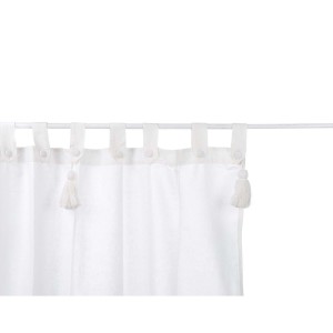 Bavlnená záclona - záves v bielej priehľadnej farbe s pútkami na zavesenie a strapcami 150 x 300 cm Blanc Maricló 39981
