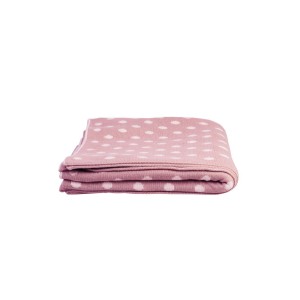 Bavlnený pletený prehoz - deka v pastelovom ružovom farebnom prevedení s bodkami 125 x 150 cm Isabelle Rose 42127