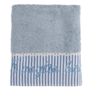 Bavlnený set dvoch modrých uterákov s prúžkovaným bielo-modrým vzorom 30 x 50 50 x 90 cm Blanc Maricló 37245