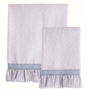 Bavlnený set dvoch modrých uterákov s volánovým lemovaním 30 x 50 50 x 80 cm Blanc Maricló 37223
