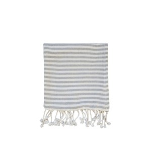 Bavlnený uterák Hammam v prúžkovanom šedo-bielom prevedení so strapcami 90 x 45 cm Chic Antique 42019