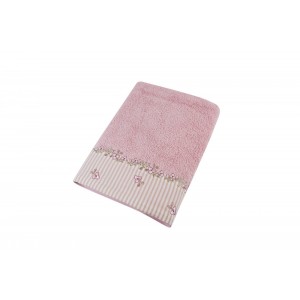 Bavlnený uterák v ružovej farbe s kvetovaným vzorovaním na leme 70 x 140 cm Isabelle Rose 37855