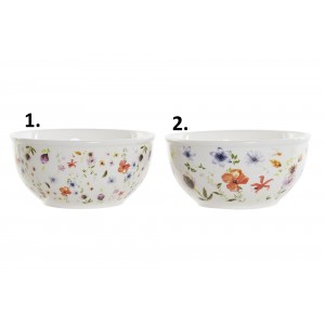 Biela keramická miska s kvetinkovým dekorom v dvoch farebných prevedeniach 14 x 14 x 7 cm 37965
