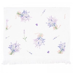 Biely bavlnený uteráčik s krásnym jemným kvietkovaným vzorom levandúľ 40 x 66 cm Clayre & Eef 42895