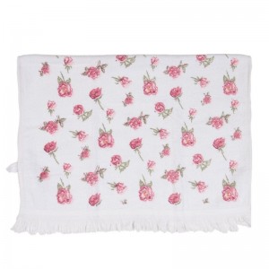 Biely bavlnený uteráčik s krásnym jemným kvietkovaným vzorom ružičiek 40 x 66 cm Clayre & Eef 42897