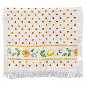 Biely bavlnený uteráčik s krásnym jemným vzorom citrónov s bodkami 40 x 66 cm Clayre & Eef 38096