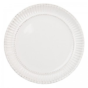 Biely keramický dezertný tanier so strieborným dekorovaním o priemere 21 cm Clayre & Eef 36083