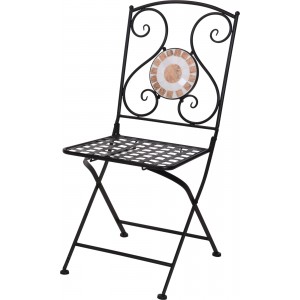 Bistro kovová skladacia stolička v čiernom farebnom prevedení s dekorom mozaiky 40 x 35 x 90 cm 37159