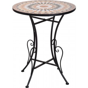 Bistro kovový kruhový skladací stolík v čiernom farebnom prevedení s dekorom mozaiky 60 x 70 cm 37160