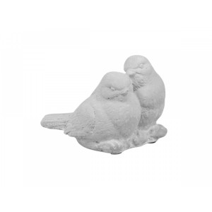 Cementová dekorácia dvoch sediacich vtáčikov v sivom farebnom prevedení 12 x 10 x 9 cm Chic Antique 40739