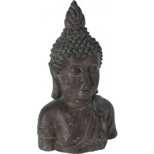 Cementová záhradná dekorácia sochy hlavy buddhu s čiernym pretieraním 53 cm 41492