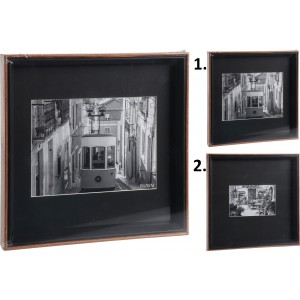 Drevená dekorácia fotorámu v čierno-hnedom farebnom prevedení v dvoch prevedeniach 27x27x3/15x20/10x15 cm 41506