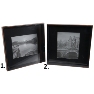 Drevená dekorácia fotorámu v čierno-hnedom farebnom prevedení v dvoch prevedeniach 37x37x3/20x25 cm 41505
