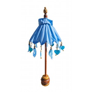 Drevená dekorácia slnečníka v modrom farebnom prevedení s dekorom strapcov 85 cm Lauco Bloemisterijgroothandel 41568