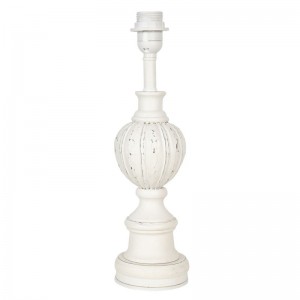 Drevená stolná lampa v bielom farebnom prevedení v ošúchanom vintage štýle 11 x 40 cm Clayre & Eef 42400