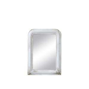 Dreveno-kovové zrkadlo v krémovom farebnom prevedení v ošúchanom vintage štýle 40 x 55 x 3,5 cm Chic Antique 41200